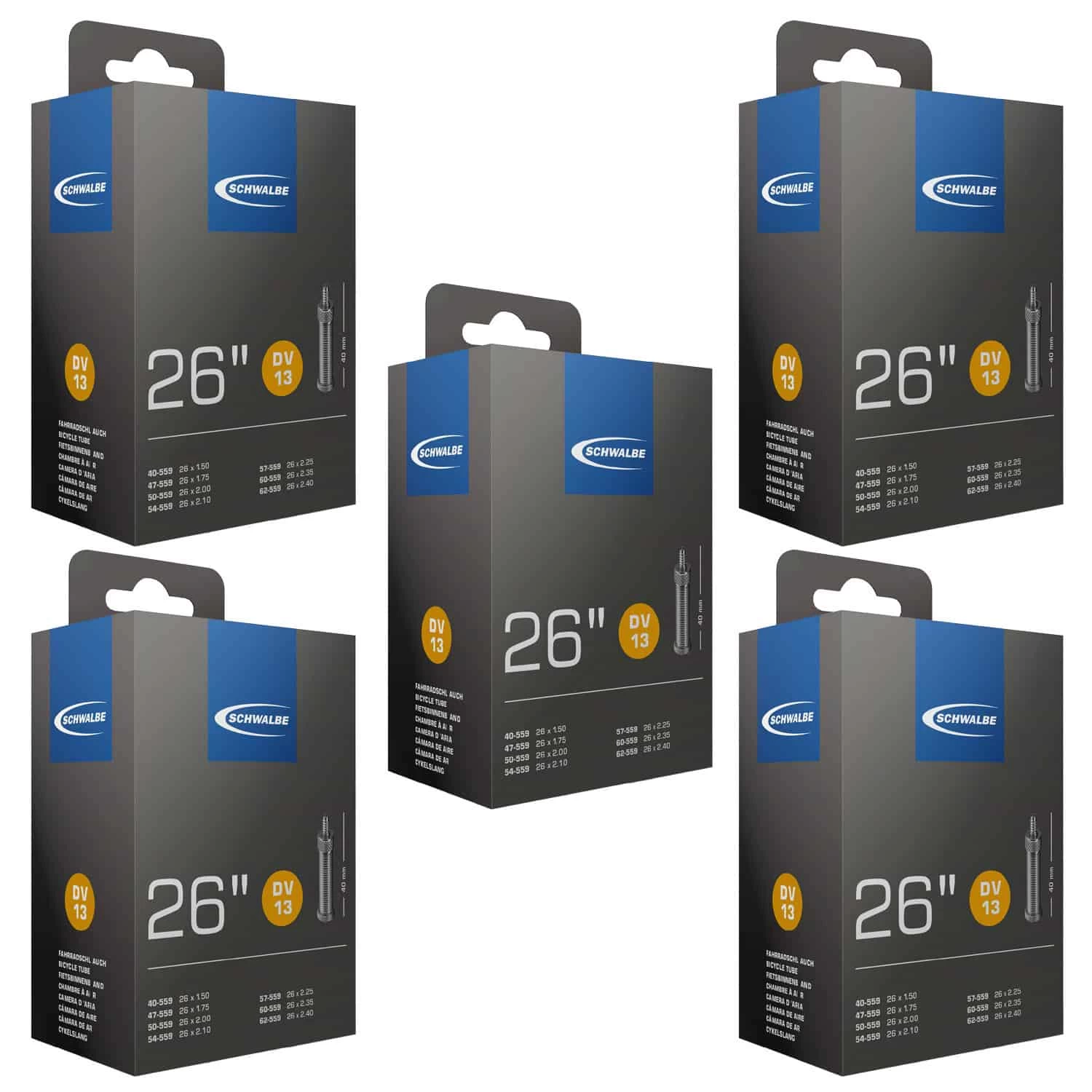 Schwalbe DV 13 Fahrradschlauch (26") 5er-Set 3 Schwalbe DV 13 Fahrradschlauch (26") 5er-Set