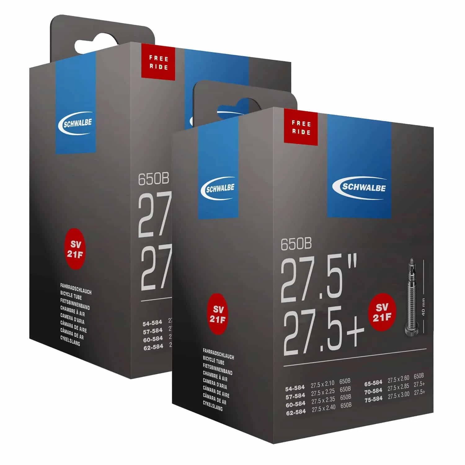 Schwalbe SV 21F Freeride Fahrradschlauch 2er Set (27,5"+) 3 Schwalbe SV 21F Freeride Fahrradschlauch 2er Set (27,5"+)