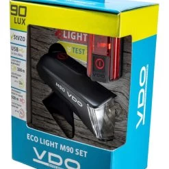VDO Eco Light M90 Fahrrad-Scheinwerfer + Eco Light Red Plus Fahrrad-Rücklicht Mit Bremslichtfunktion -Fahrradersatzteile vdo eco light m90 fahrrad scheinwerfer eco light red plus fahrrad ruecklicht 2022 3102583 e